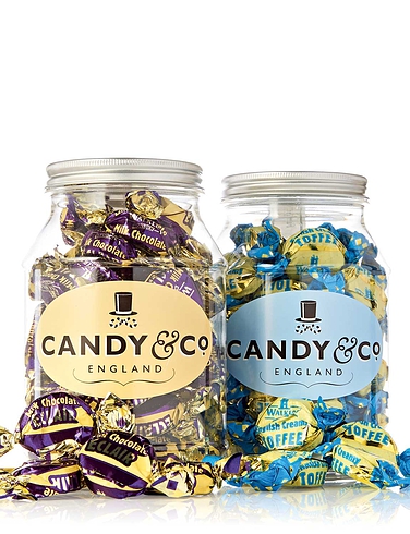 Chocolate Eclairs and Creamy Toffee Set of 2 Traditional Sweet Jars