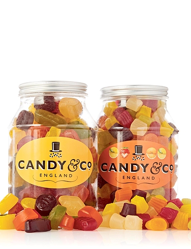 Wine Gums and Mini Gems Set of 2 Traditional Sweet Jars