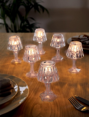 Set of Six Battery Operated Mini Table Lamps