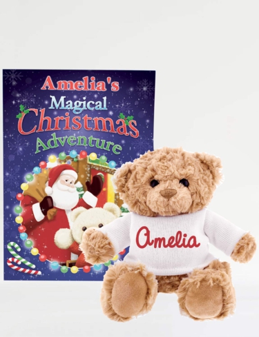 Personalised Magical Christmas Story Book and Teddy Bear
