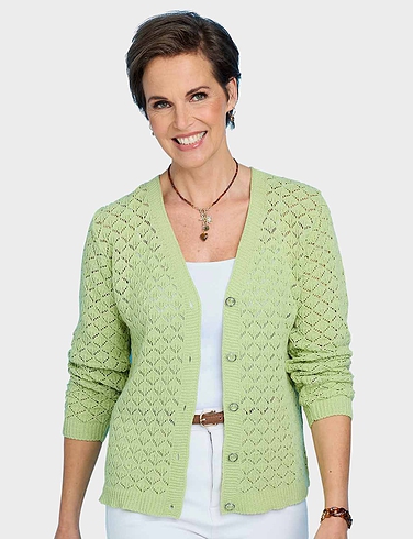Pointelle Ladies Knit Cardigan