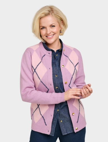 Argyle Gold Button Cardigan