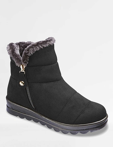 Wide Fit Mock Suede Faux Fur Lined Boot