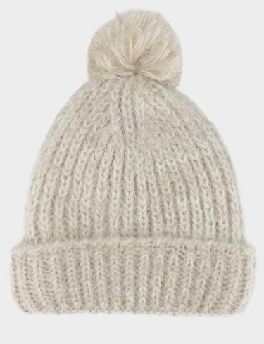 Mohair Like Cable Hat With Fleece Lining