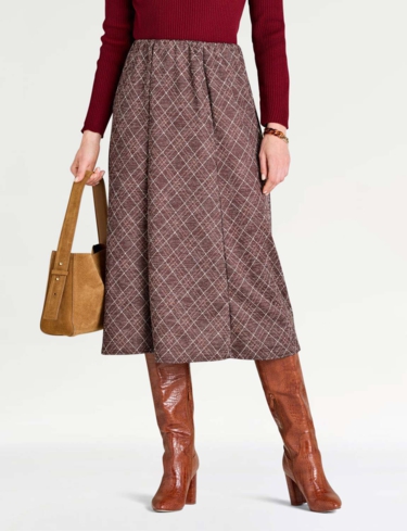 Six Panel Diamond Check Skirt