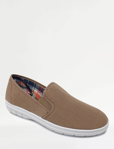Canvas Elastic Gusset Slip On Standard Fit Shoe