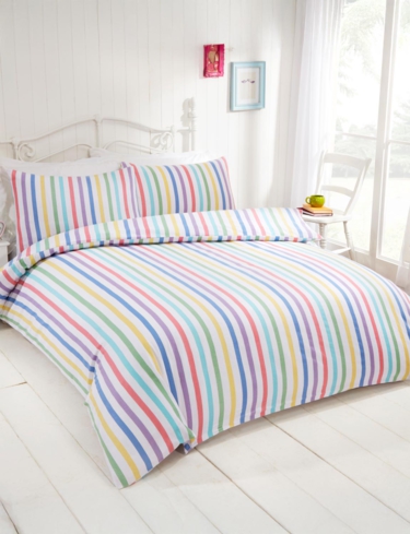 Candy Stripe Flannelette Quilt Set
